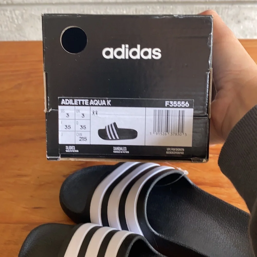 🆕 Sz 3 Adidas Kids Adilette Aqua - Picture 5 of 7